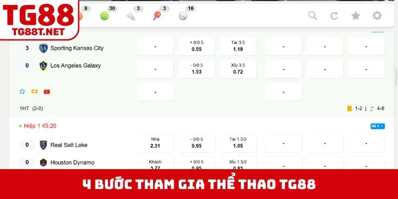 4 bước tham gia thể thao TG88