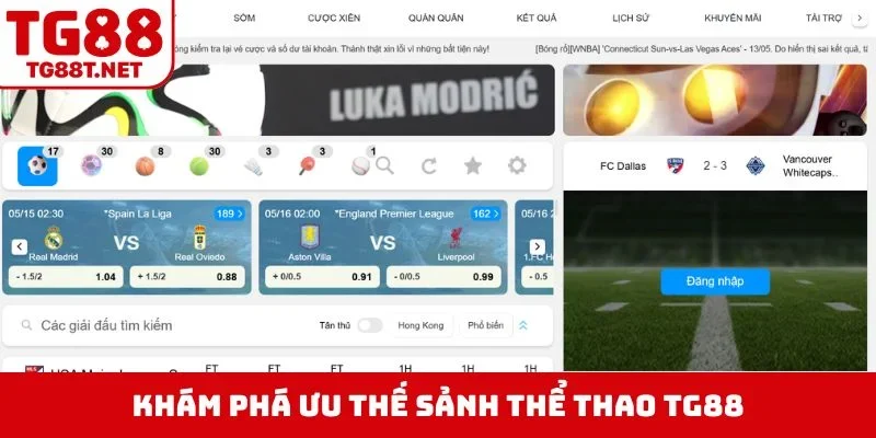 Khám phá ưu thế sảnh thể thao TG88