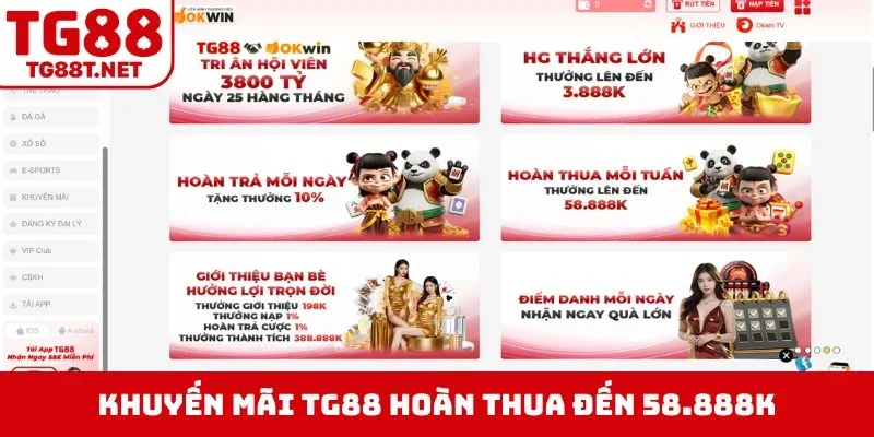Khuyến mãi TG88 hoàn thua đến 58.888K